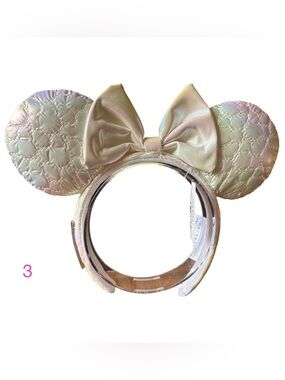 Disney Parks Mickey Mouse Icon Quilted Iridescent Loungefly Ear Headband NEW! 3